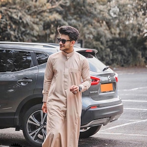 Thobes Men | Beige Color Jubba Thobe | Islamic Jubba | Muslim Clothing | Ethnic Clothing | Indian Men&#39;s Jubba | Perfect Gift for Husband