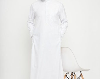 High Quality Men's Omani Thobe With Front Zip Thobes Jubba Kandura Black, Sky Blue, Burgundy, Olive, Navy Blue, White, Camel, Charcoal Grey