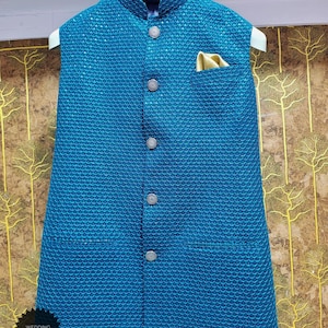 Teal Blue Nehru Jacket | Teal Blue Sherwani | Teal Blue Coat | Teal Blue Nero Vests | Teal Blue Waistcoat | Teal Blue Indian Wedding Jacket