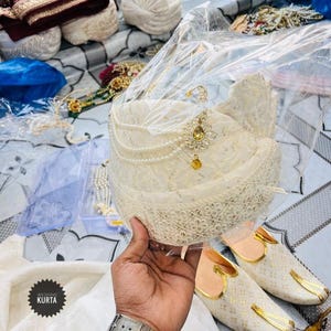 Indian Wedding Safa Turban: White Designer Headwrap