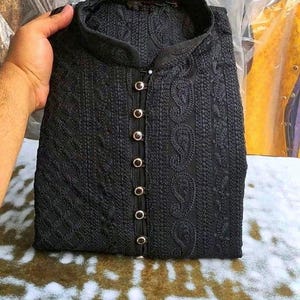 Men's Black Kurta Pyjama Set, Sequins Chikankari Mirror Work, Solid Color Embroidered Kurta, All Sizes XS-7XL, Black Chikankari Kurta Pajama