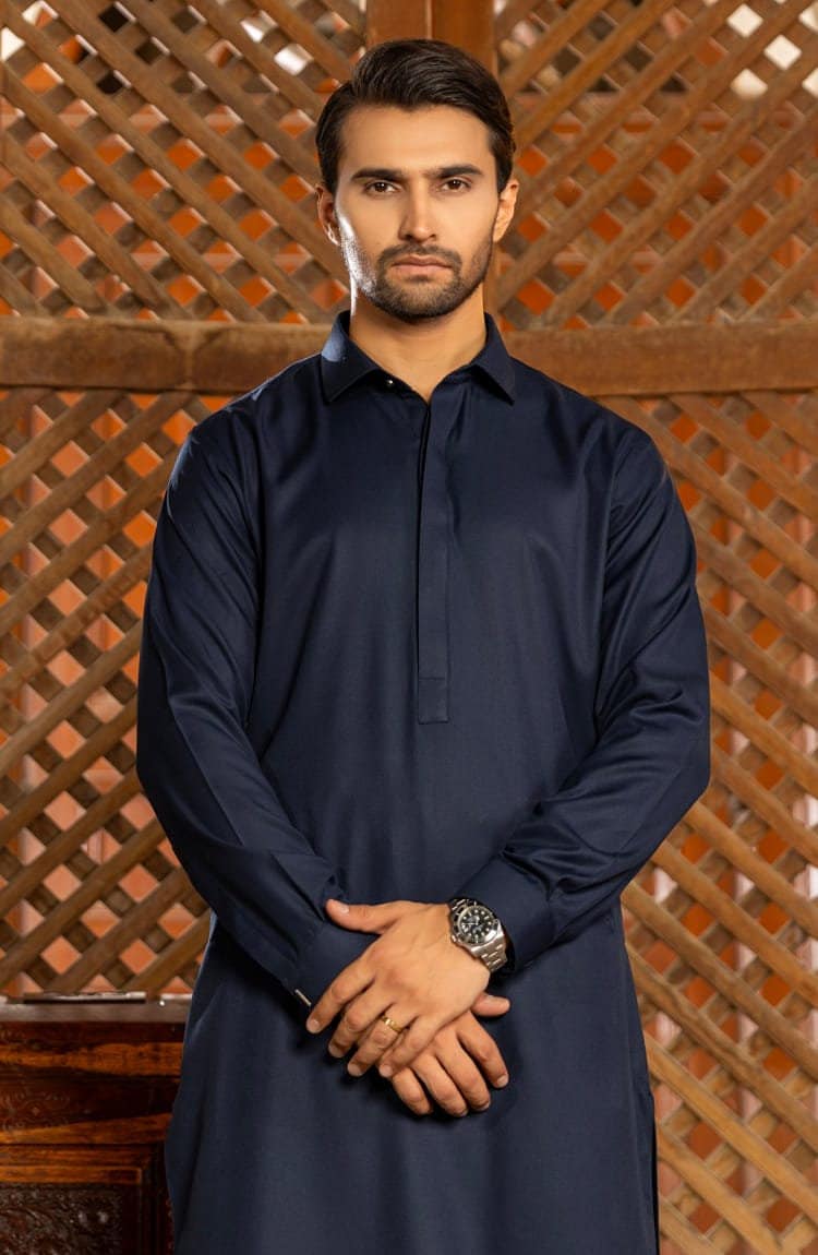 simple navy blue dress pakistani Navy Pure Silk Kalidaar