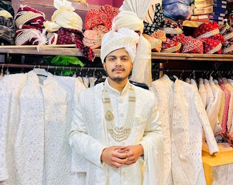 Embroidered Wedding Sherwani for Men: Indian Groom Outfit