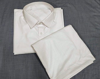 Conjunto Kurta Shalwar de algodón blanco hecho a mano: estilo Pathani indio