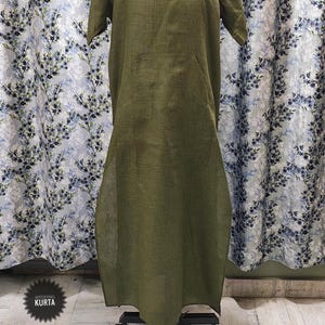 Men Kaftan | SPA Lead Mens Kaftan | Mehndi Green Linen Kaftan | Mens Linen Kaftan | Loose Fit Tunic for Men | Plus Size Clothing - Robes