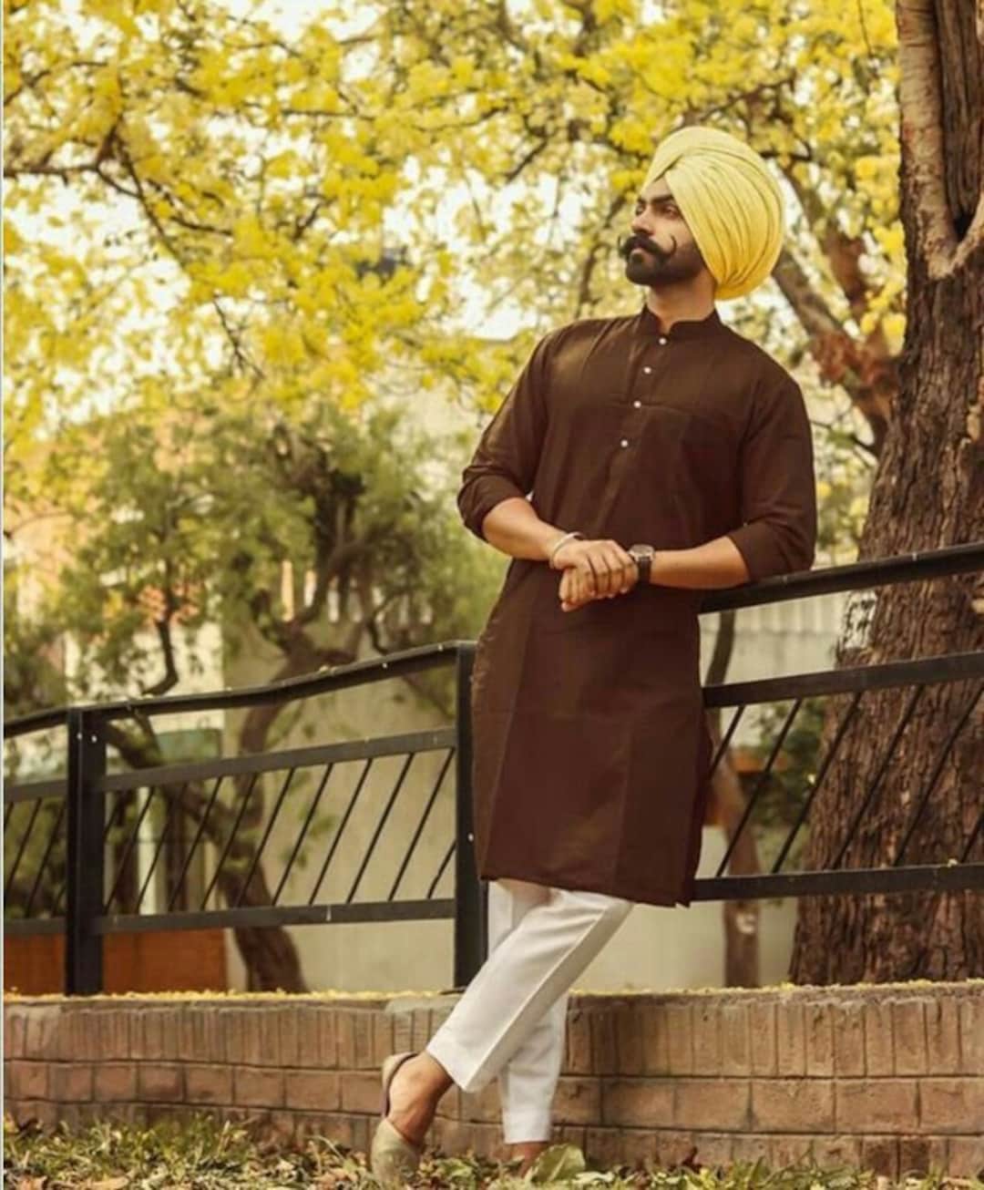 Khalsa Turban Black Kurta Pajama Matching Turban Sardar Ji Purple