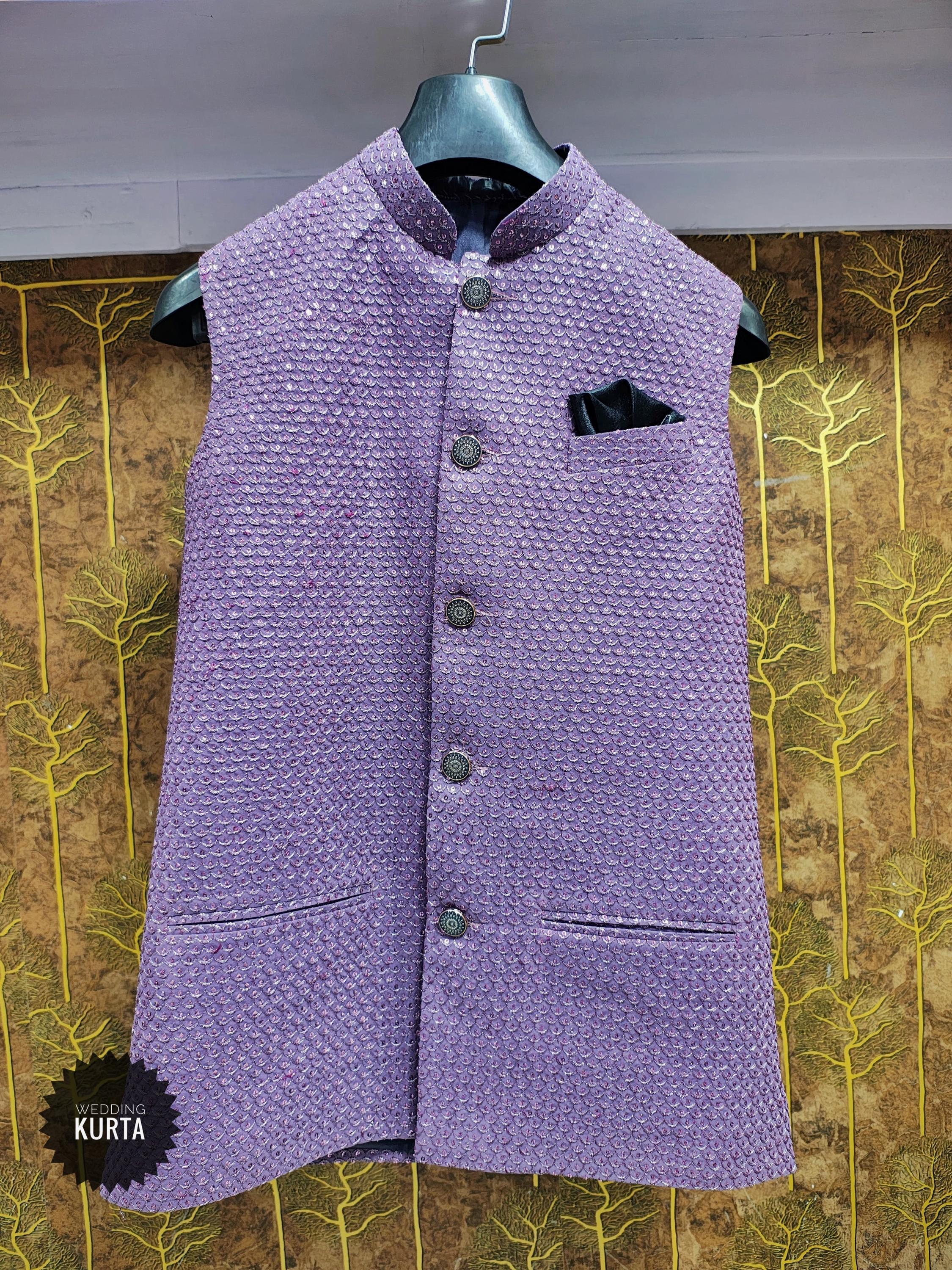 Mens Indian Nehru Vest Purple