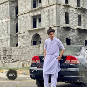 Handmade White Kameez Shalwar: Classic Pakistani Indian Menswear