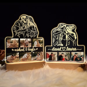 Freehand Drawing Personalized 3D Photo LampCustom Photo Night LightRomantic gift for couple image 7