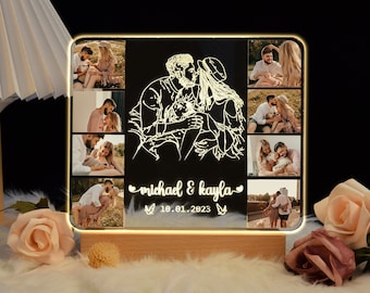 Freehand Drawing Personalized 3D Photo Lamp|Custom Photo Night Light||Romantic gift for couple