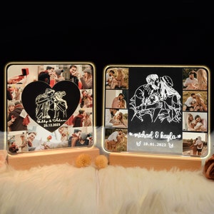 Freehand Drawing Personalized 3D Photo LampCustom Photo Night LightRomantic gift for couple image 2