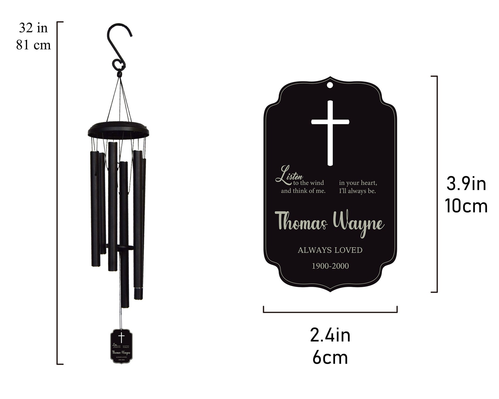 32 Personalized Listen to the Wind Memorial Chime Personalized Memorial