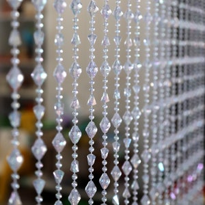 Crystal Doorway Beaded Curtains for Window DIY Acrylic Beads Shower Curtain Linen Home Decor Door Curtain Panel Cafe Curtains for Kitchen