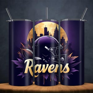 Corbeau 20 oz skinny gobelet Wrap PNG, sport 20 oz gobelet PNG, mascotte Sublimation gobelet PNG en téléchargement numérique, gobelet de football