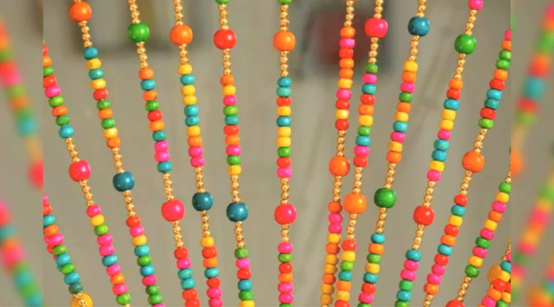 Wooden Beaded Curtain Doorway Beads Hanging Bead Curtain Wood Hippie