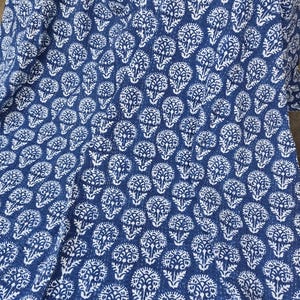 Handmade Cotton Kantha Quilt Blue Bedspread Hand Stitching Bedcover