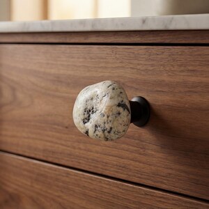 Natural Beach Stone Drawer Pulls, Rustic Gold Cabinet Handles