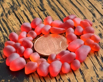 Red sea glass for art, red glass jewelry, red glass mosaic, tumbled red glass, red sea glass pieces