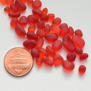 Red sea glass, small beach sea glass lot, bulk wholesale red ruby diy jewelry use