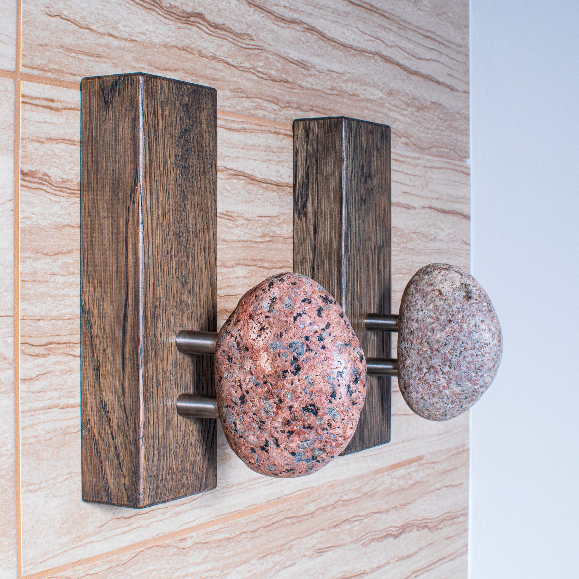Bathroom Stone Hooks and Robe Hangers 3 PCS - Wall Coat Racks With ...