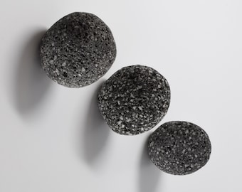 Gancho redondo de piedra natural - Pomo multiusos para armarios o paredes - Marrón, gris, blanco - Perforación profunda y rosca de latón