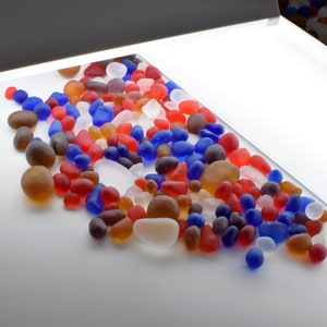 Sea glass tiny tumbled pieces, bulk sea glass, mix of colors - red / blue / white / purple / amber / yellow