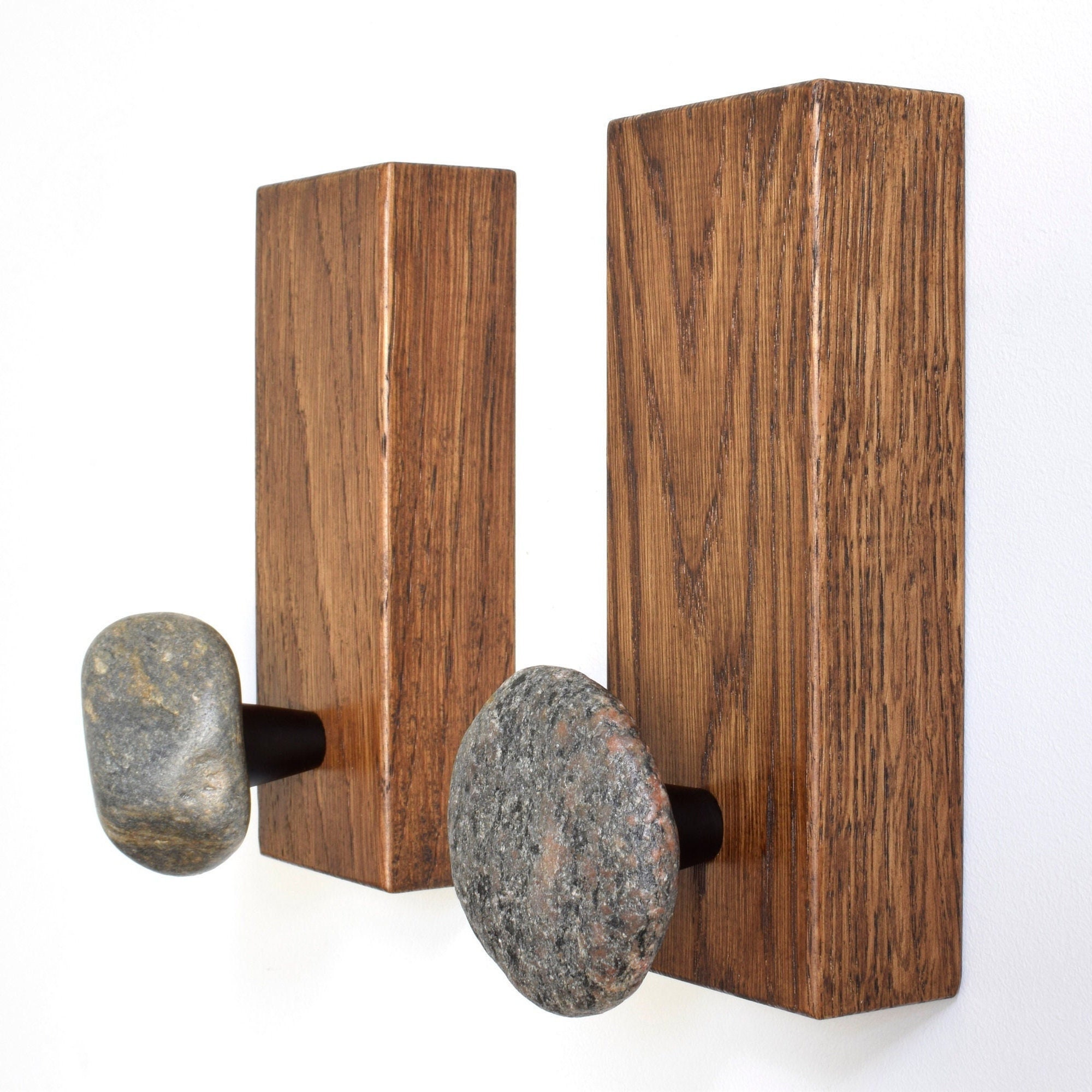 Clothes hooks with natural sea stones - Robe hooks and hangers - Robe…