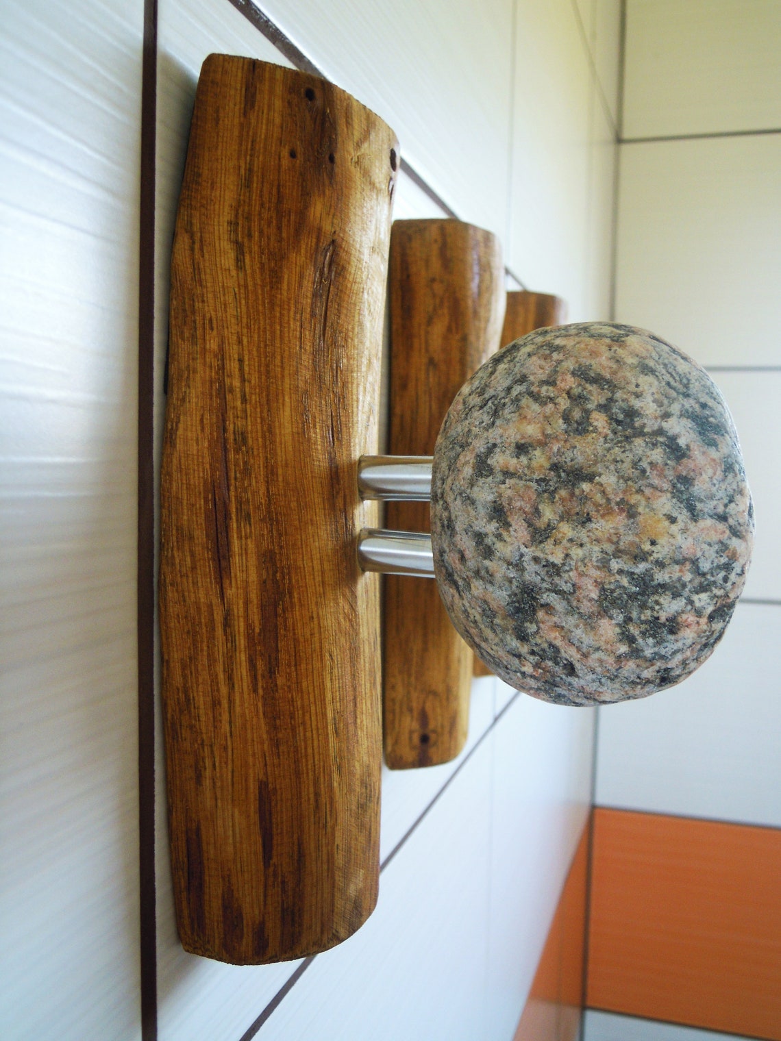 3 Pcs Stone Hooks, Coat Hooks With Natural Beach Stones, Rock Towel ...