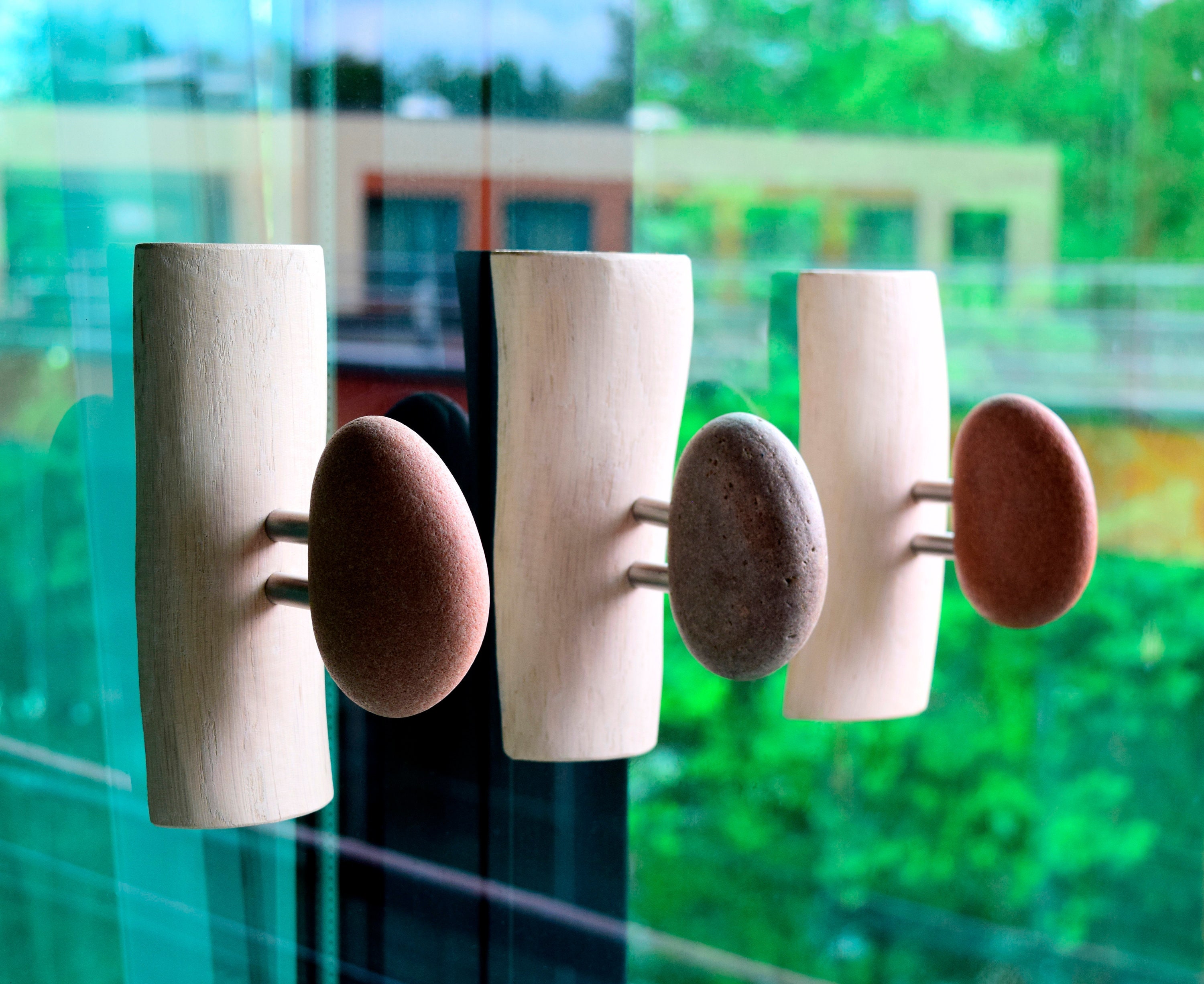 Beach Stone Towel Hooks and Holders. Natural Sea Stone Wall Coat