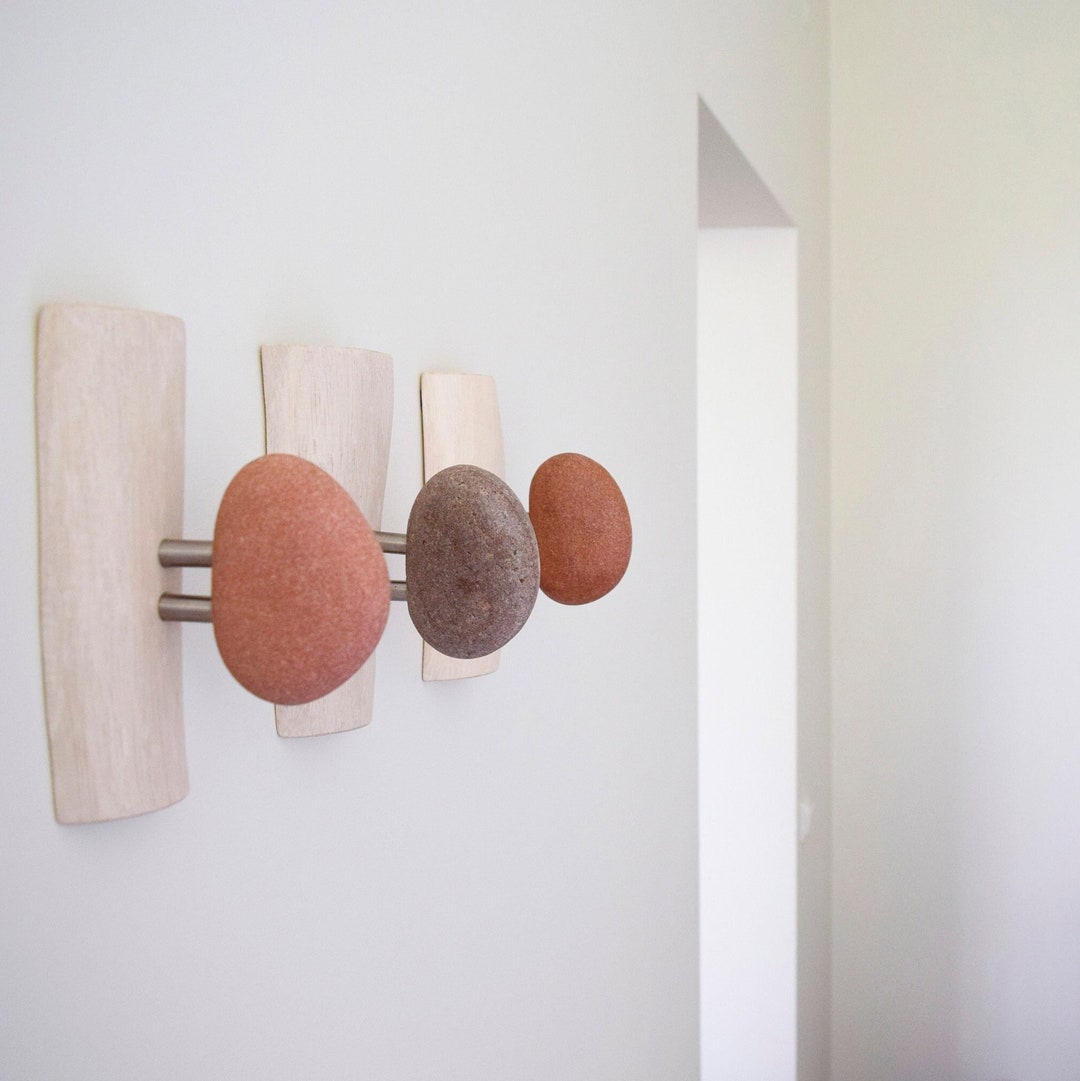 Rock Coat Racks Towel Hooks and Wall Racks With Natural Sea Stone - Wall Coat Hangers ...