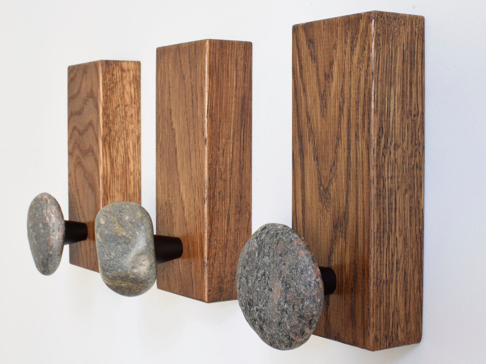 3 Pcs Wall Hooks With Natural Sea Stones - Coat Hooks and Hangers ...