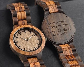 His and Hers Wooden Watch Set – Personalized Couples Anniversary Gift, Valentines Day Gift for Him and Her, Engraved Matching Watches