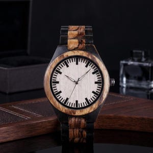 Personalized Couple Wooden Watches, Engraved His and Hers Watch Set, Custom Anniversary Gift for Couples Men's Watch Only