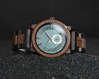Lightweight Wooden Watch for Men, Custom Engraved Minimalist Quartz Wristwatch, Birthday Gift for Him