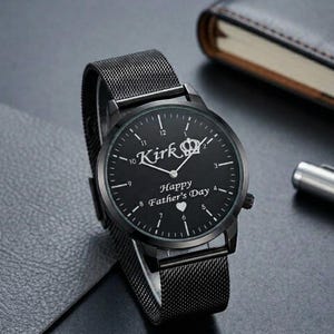 Birthday Gift Custom Engraved Watch, Personalized Dial Watch for Him Her, Unique Birthday Gift for Men Women, Engraved Wristwatch Gift image 4