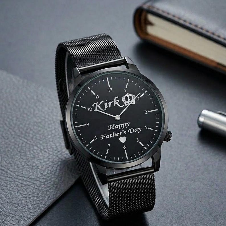 Birthday Gift Custom Engraved Watch, Personalized Dial Watch for Him Her, Unique Birthday Gift for Men Women, Engraved Wristwatch Gift image 4