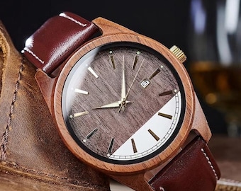 Personalized Gift for Him - Engraved Bamboo Wooden Watch - Custom Mens Watch - 1st Anniversary Gift for Boyfriend - Unique Wood Watch Gift