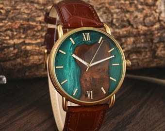 Engagement Gift for Him - Engraved Bamboo Wooden Watch - Personalized Gift for Fiancé - Natural Wood Watch - Eco Friendly Custom Mens Watch