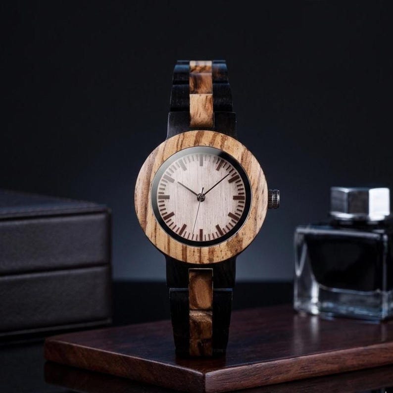 Personalized Couple Wooden Watches, Engraved His and Hers Watch Set, Custom Anniversary Gift for Couples Women's Watch Only