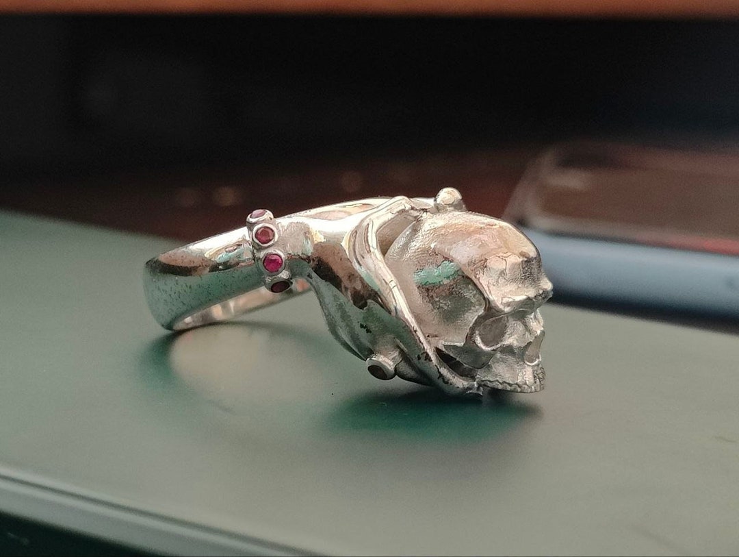 Handmade Skull Ring: Matte Silver Gothic Jewelry - Etsy
