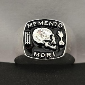 Sterling Silver Memento Mori Ring: Stoic Skull Jewelry
