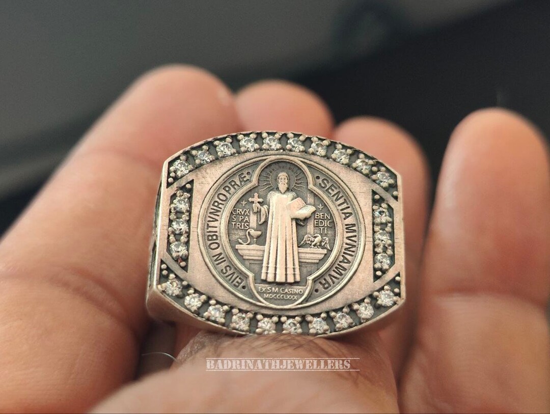 Saint Benedict Ring, Silver Saint Benedict Ring, Religious Rings