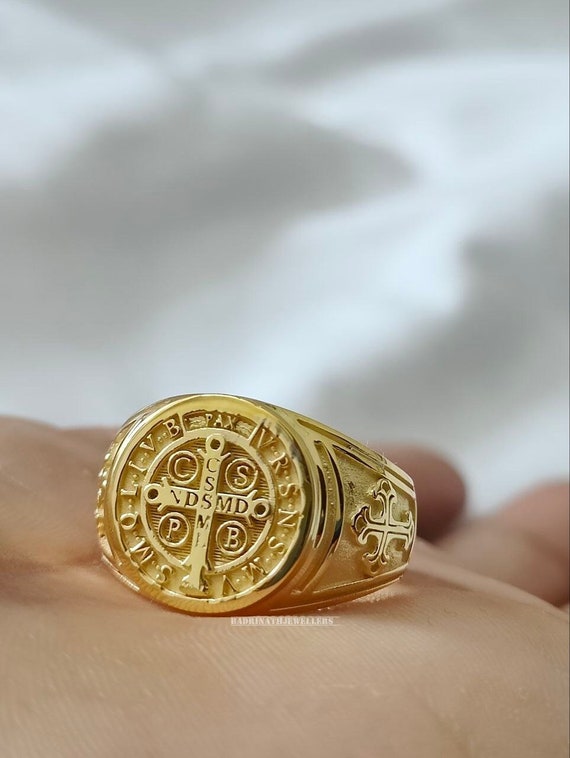 Saint Benedict Ring Silver Saint Benedict Ring Religious Ring Christian Signet Ring Silver Catholic Rings St Benedict Rings Men Gifts Etsy UK