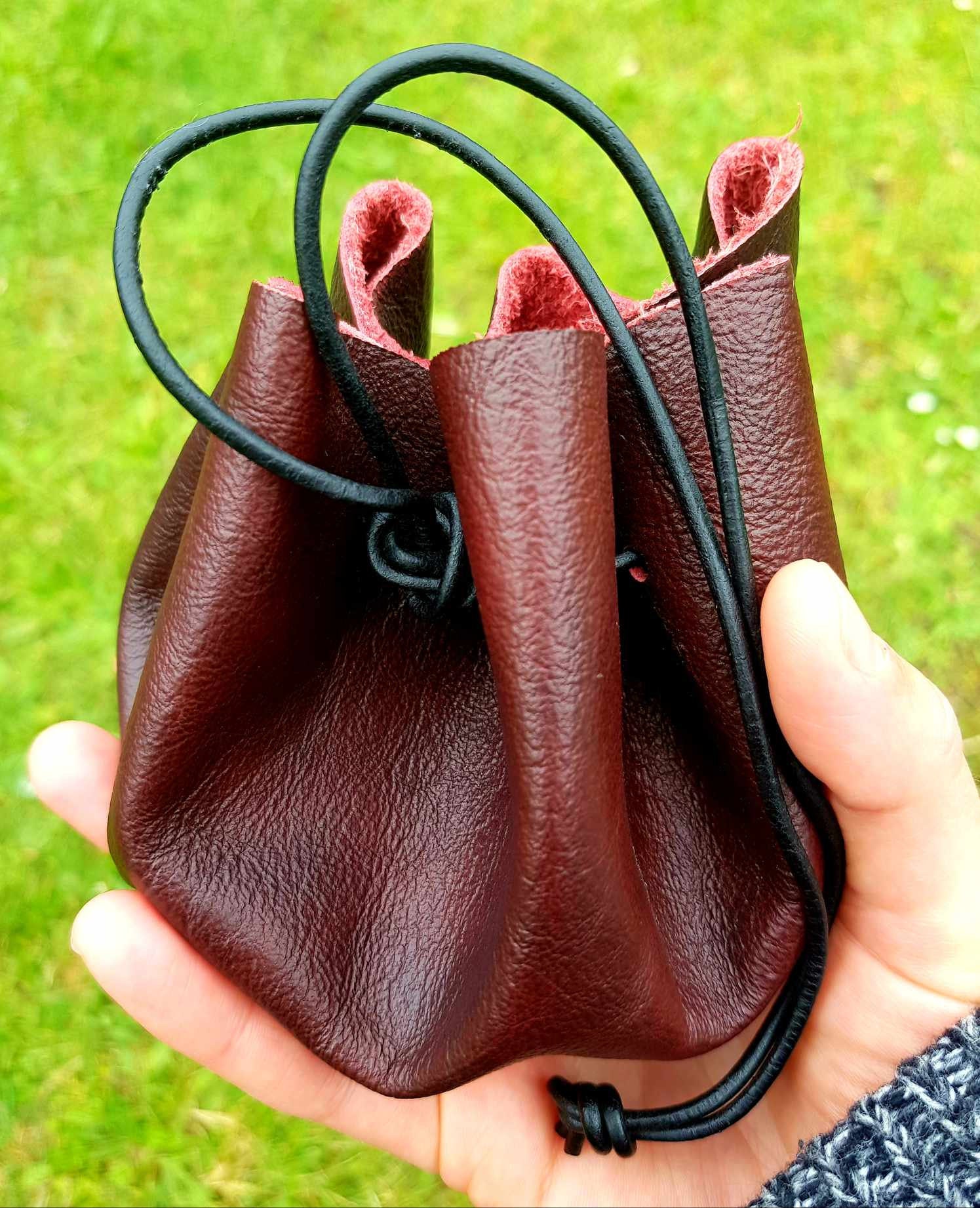 Medieval Coin Pouch, Dnd Dice Bag, LARP Leather Drawstring Bag /F