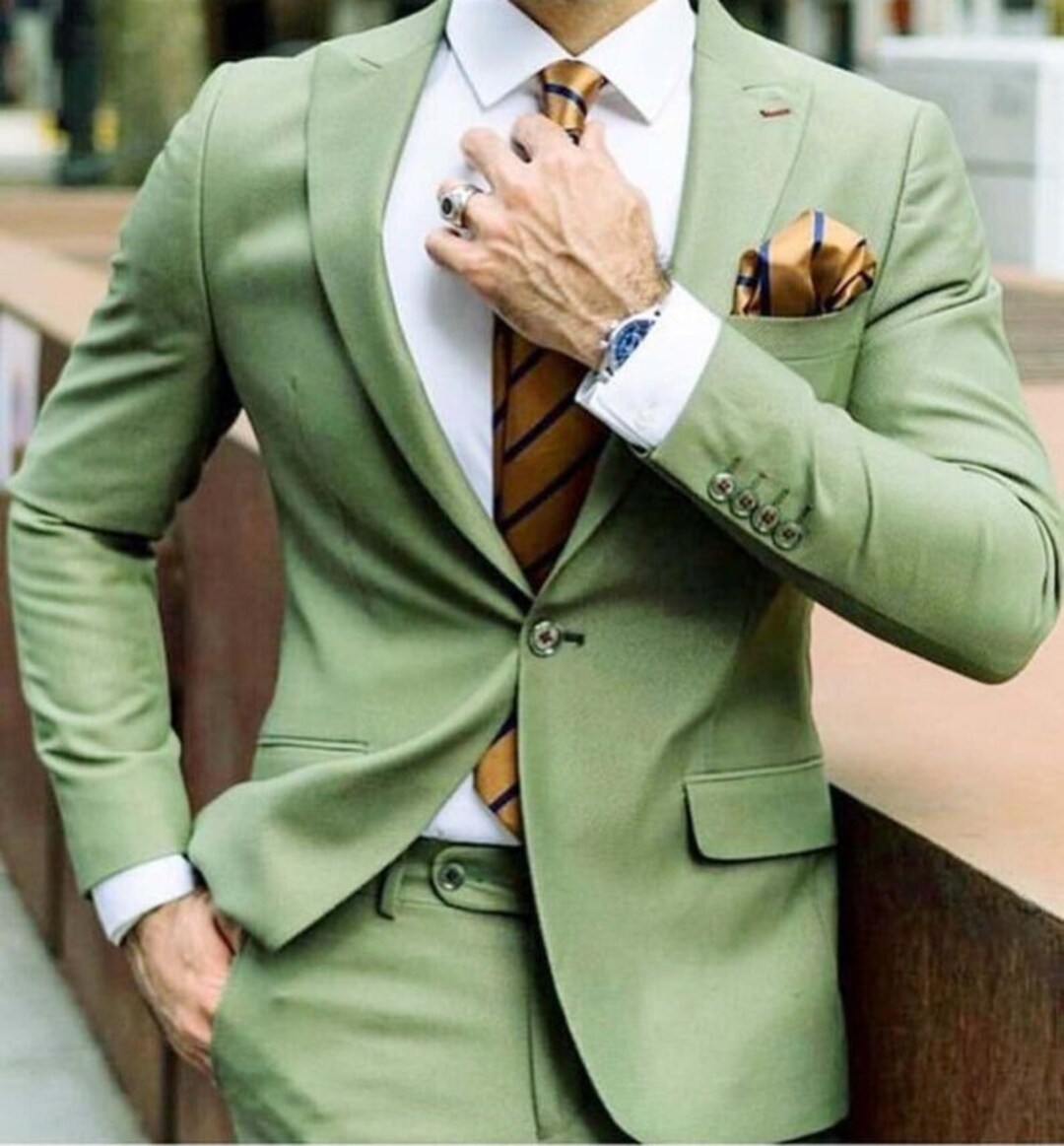 Men Light Green Suits Designer Wedding Party Wear Suits Etsy