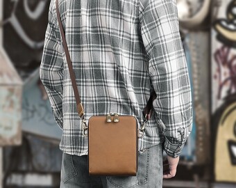 Sac à bandoulière pour homme Tendance Imperméable à l'eau Petit téléphone  portable Messager homme Carré Crossbody Sacs