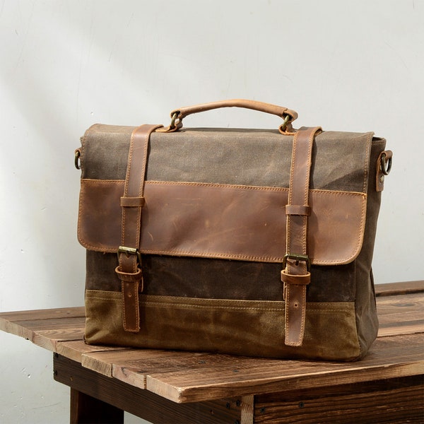 Canvas Briefcase Etsy