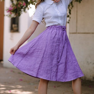 Linen Maxi Skirt, Midi Skirt with Elastic, Knee Length, Stylish Look, Plus Size Linen Skirt, Boho Linen Skirt, Mothers Day Gift for Her