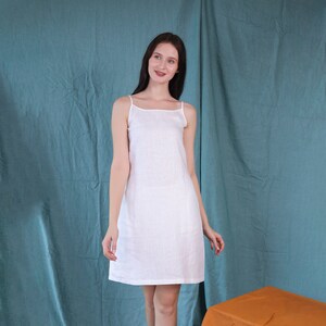 White Linen Dress, Loose Fit Linen Tunic, Dress With Pockets, Summer Dress, Valentines Gifts for Her imagem 2