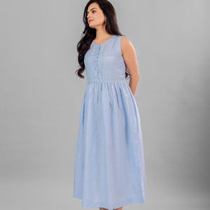 Sleeveless Linen Dress with Button Closure Mama Friendly Dress, Minimalist Linen Dress, Nursing Friendly Dress, Maternity Gift